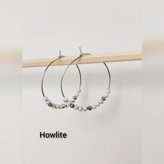 Créoles Howlite facettes