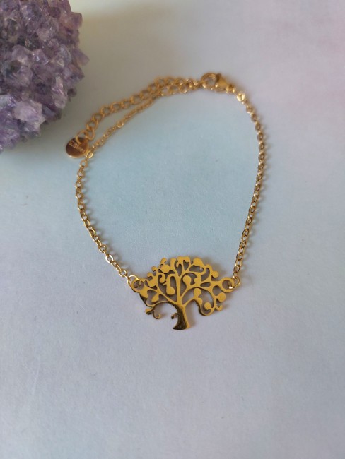 Bracelet arbre de vie brut doré