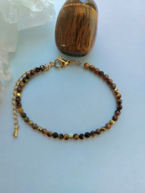 Bracelet Oeil du Tigre à facettes 3mm