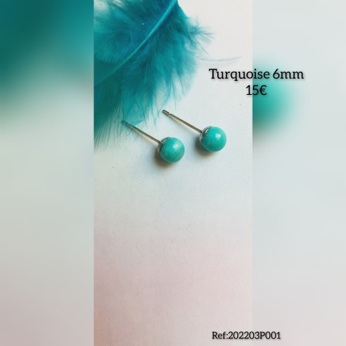 Boucles puces Turquoise 6mm