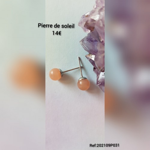 Boucles puces pierre de soleil 6mm