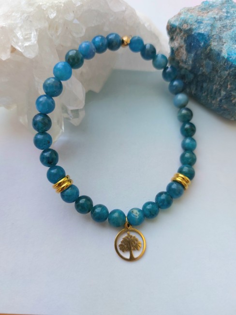 Bracelet en Apatite 6mm doré