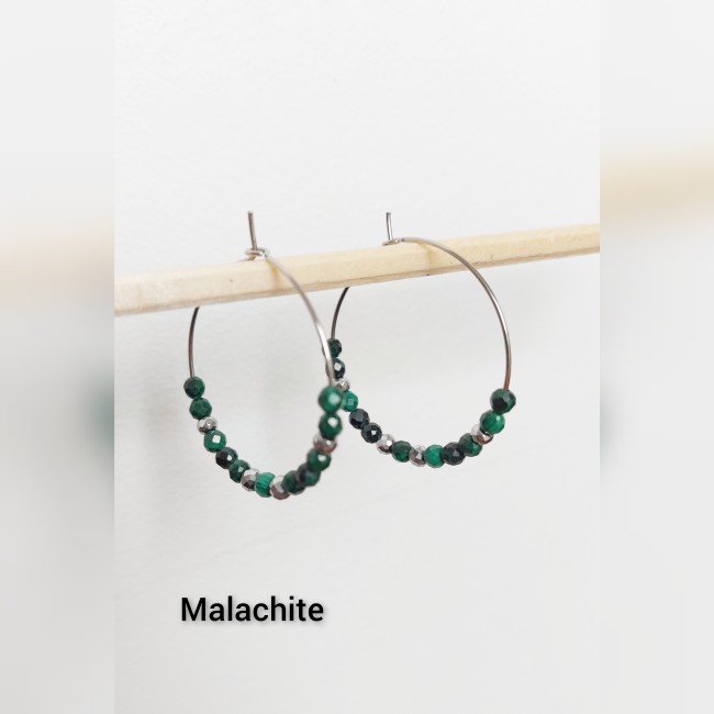 Créoles Malachite facettes