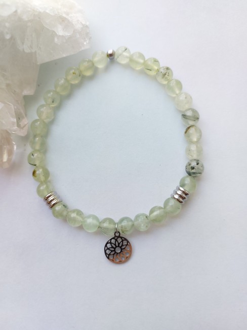 Bracelet Préhnite 6mm argenté
