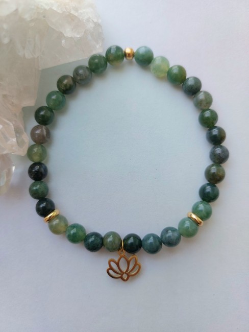 Bracelet Agate 6mm doré