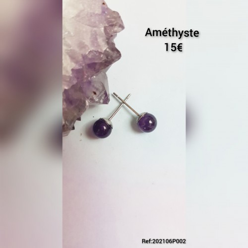 Boucles puces Amethyste 6mm